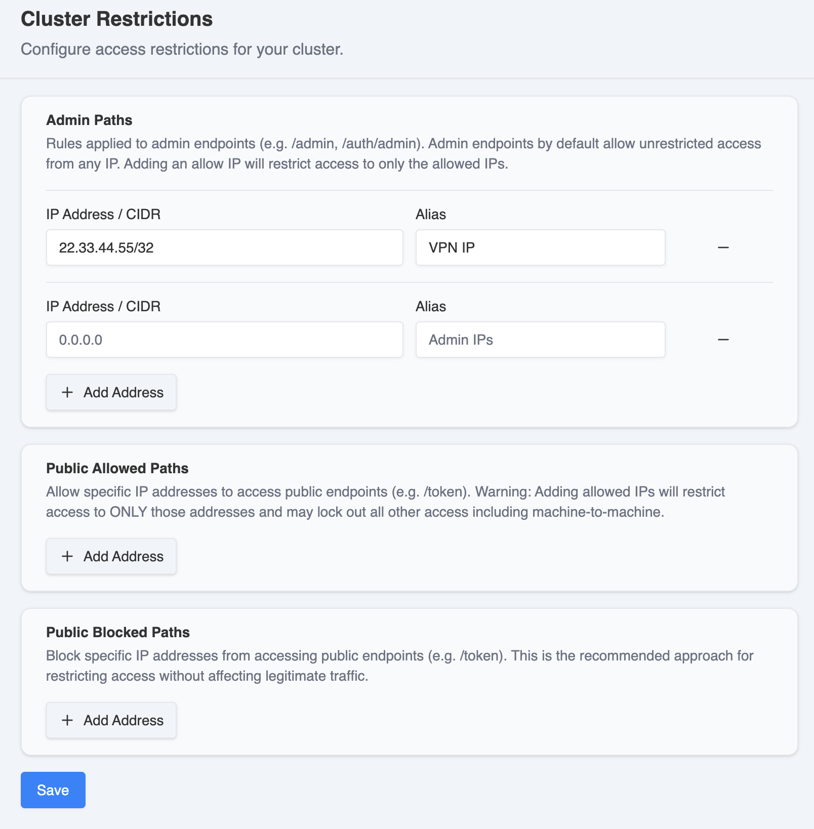 Manage restrictions