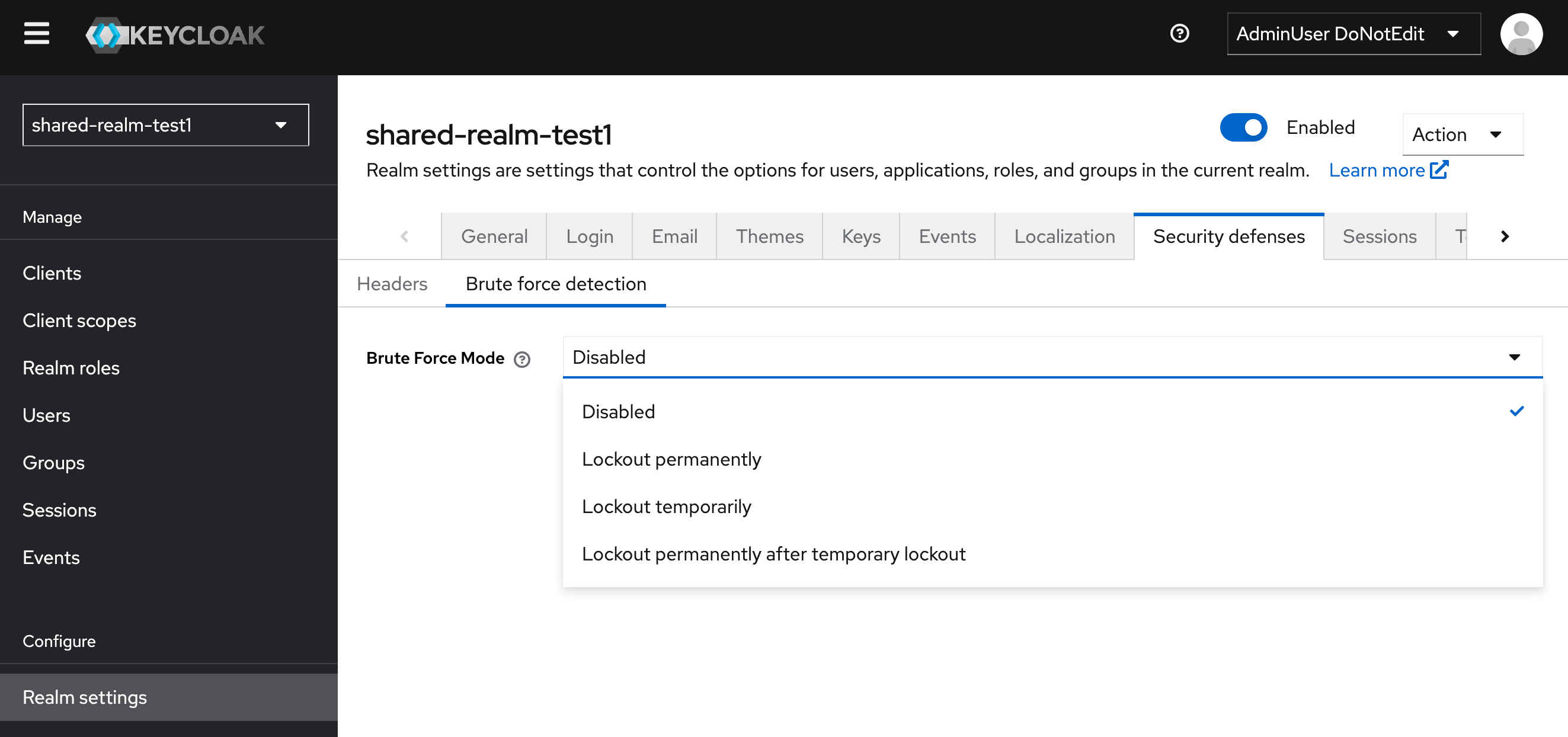 Brute force detection mode selection